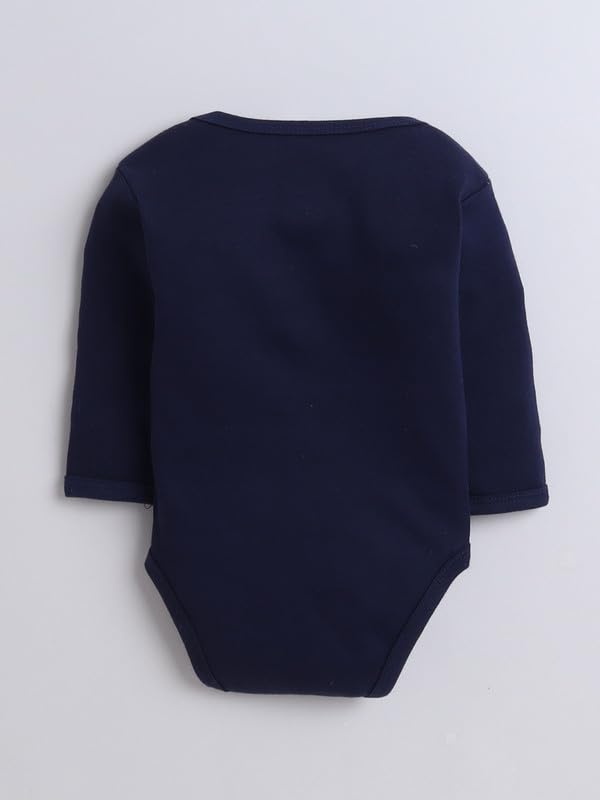 Image of BUMZEE Navy & White Baby Boys Full Sleeves Cotton Bodysuit /Onesies Pack Of 3 (Peb9951)