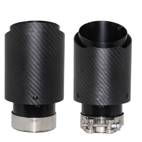Punta de escape de fibra de carbono mate y acero inoxidable negro de diseño 2