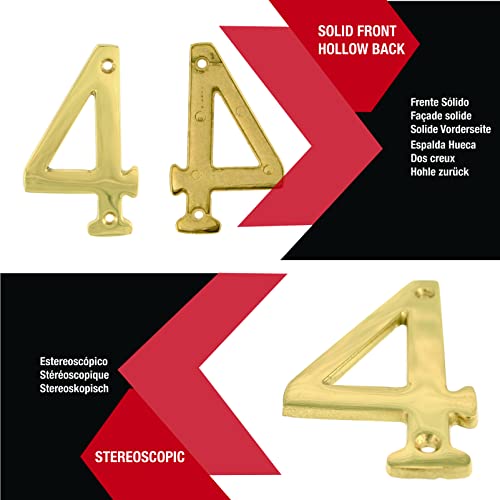 Zw Hardware A200 3 Inch Bright Brass House Number 4 #TOP3