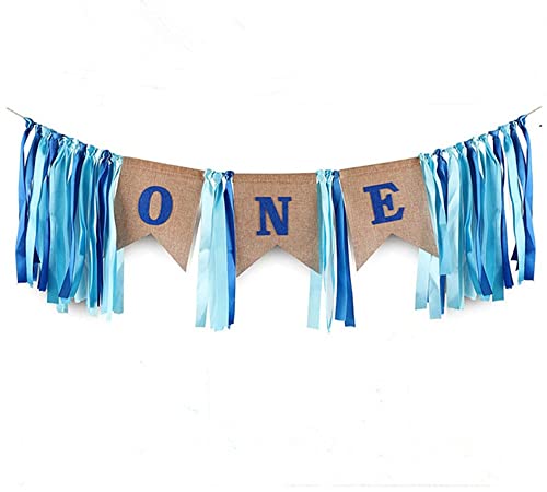 SS Cohen 1st birthday decorations,Baby Boy's first Birthday Banner,Burlap Highchair Banner for 1st baby birthday banner decorations