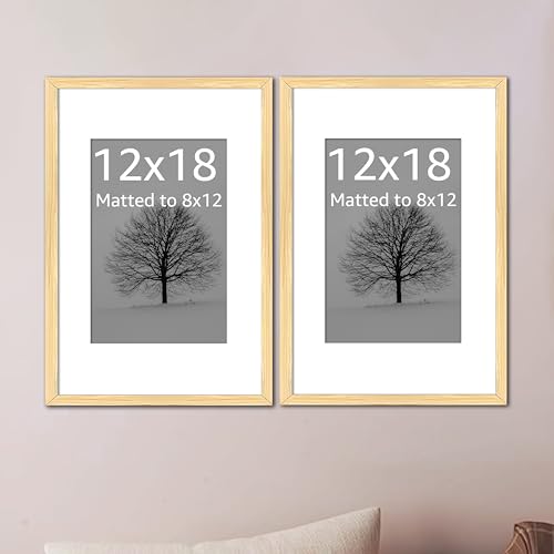 Image of Art Street Synthetic Document Large Size Wall Photo Frame, Set of 2 Big Frames For Wall Artwork, Certificates, Picture & Photographs Home Decor (12x18 Inch, Matted To: 8x12 Inch, Beige)