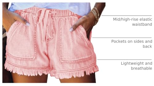 Image of YOCUR Womens Lightweight Shorts Casual Baggy Trendy Hot Pants Elastic Waist Drawstring Comfy Shorts