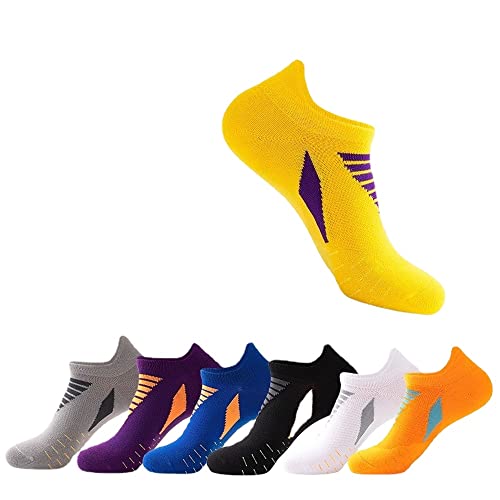 Drincoshow Ankle Socks Men's Socks Running Fitness Athletic Socks Basketball Socks Men's Boat Socks Women's Socks (Men's And Women's 36-44 Average Size,Purple Base Orange) #TOP3