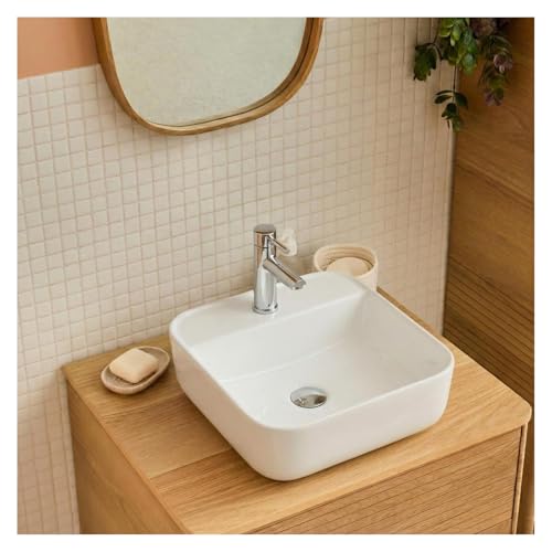 MOB-IN Vasque à poser carrée en céramique blanche 39cm