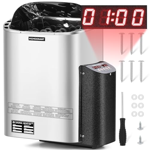 Mxmoonant Sauna Heater, 6KW 220V Electric Sauna Heaters Digital Control Sauna Stove Dry Steam Sauna Bath for Home Hotel Spa Max. 300 Cu.ft with Sauna Hygrothermograph