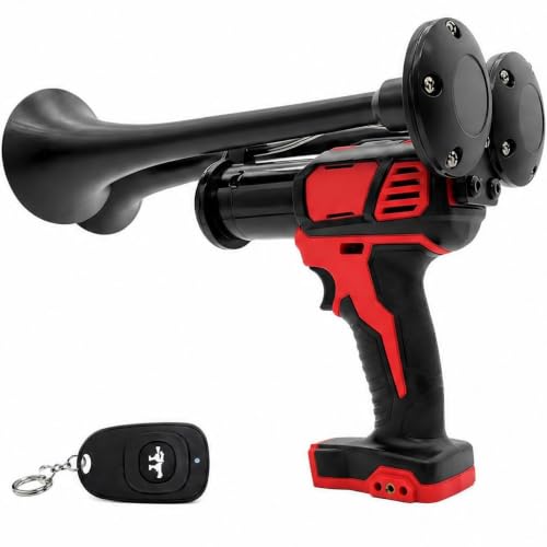 Impact Train Horn Remote-Controlled 130dB Cordless Drill Air Horn with Dual Metal Trumpets Portable Air Horn