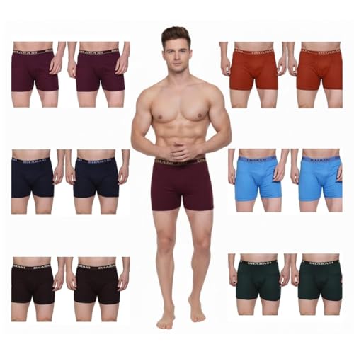 Image of Dharani Mens Rib Pocket Trunks Cotton Underwear (Pack of 12) (Colours May Vary)