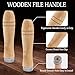 Luomorgo 6 Pcs Wooden File Handle with Metal Collars, Dia. 6mm Wood Handle for 10