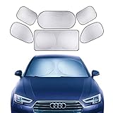 XBRN 6 Pcs Car Windshield Sunshade UV Protector Folding Silvering,Car Window Sun Shade Visor Shield Cover, Sun Shade UV Reflector, Keeps Vehicle Cool, Sun Protection for Baby Auto Car SUV