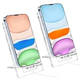 evron Acrylic Cell Phone Stand 2 Pc,Adjustable Clear Phone Holder,Portable Phone Holder,Tablet Stands,Compatible with iPhone/iPad/All Smartphones,for Office Desk,Vanity,Kitchen (Clear, 6.2x3.6)