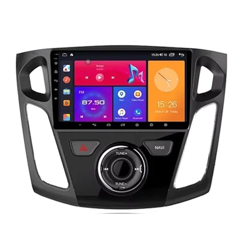 Autorradio Android Double DIN para Ford Focus 3 MK 3 2011 2019 con Carplay y Android Auto Pantalla táctil de 9 Pulgadas Bluetooth Control del Volante GPS navegación FM USB y WiFi Manos Libres (4 núc