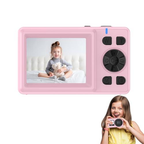 Annadue 18xズームとオートフォーカスを備えた4Kデュアルスクリーンカメラ、10代/子供のための2.4インチセルフィースクリーン、48MP写真、ストレージバッグとストラップ付きのポータブルビデオブロギングカメラ (PINK)