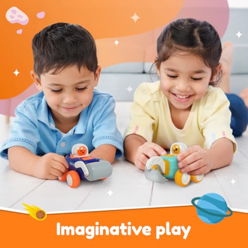 Image of Bloomingo Astro Diggers Cosmosis | 2 Space Construction Vehicles | Press & Go Action, Moving Toys | Ages 3+ | Space Themed Toys | Collect All 4 Space Rovers