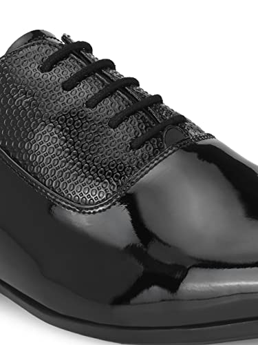 Image of STANPHORD Mens Motion Formal Shoes | Patent Glossy Shine Durable Office Wear Oxfords Lace Up Shoes for Formal Wear, Business Casual and Wedding Occasions