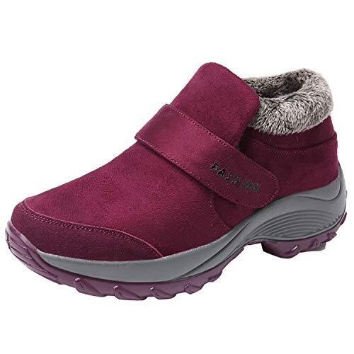 [visionreast] カップル揃い 24.5-28.5cm スノーシューズ メンズ レーディス ムートンブーツ スノーブーツ アウトドア 雪靴 綿靴 おしゃれ 防水 防寒 防滑 アウトドアシューズ 冬用 ブーツ 短靴 大きいサイズ レディース 赤/24.5