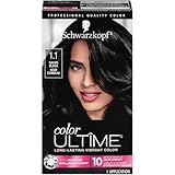 Schwarzkopf Color Ultime 1.1 Raven Black Hair Dye, Permanent Intense Black with Diamond Brilliance, Fade-Resistant, Covers Grays, All Hair Textures