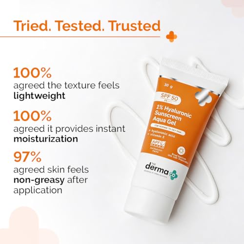 The Derma Co 1% Hyaluronic Sunscreen Aqua Gel SPF 50 PA++++ 30g - Image 6