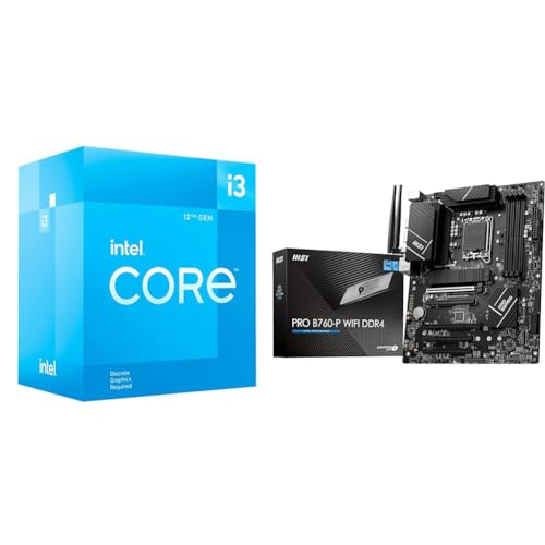 Image of Intel Core i3-12100F Desktop Processor + MSI PRO B760-P WiFi DDR4 ProSeries Motherboard