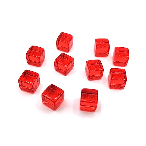 Lerpwige 200pcs 6 sided 8mm clear dice DIY educational engraved acrylic blank D6 party family board game role-playing square cube, Red
