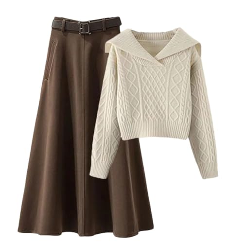 Jupe amincissante et pull tricoté ensemble d'hiver 2 pièces