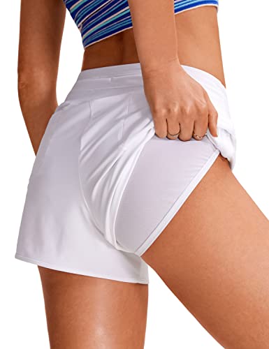 Image of CRZ YOGA Dolphin Classic Fit Board Shorts 3'' | Built in Brief, High Waisted, Tummy Control, Beach, Swim Trunks for Women