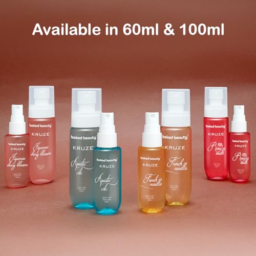 Image of BAKED BEAUTY Kruze French Vanilla Perfume Body Mist | Refreshing Long Lasting Tropical Fragrance|Double Duty Mist For Hair & Body| Travel-Friendly Perfume Body Spray for Women- 100ml