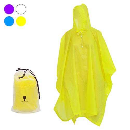 MarsGlider Reusable Rain Ponchos for Adults Women Men with Hood and Carrying Bag