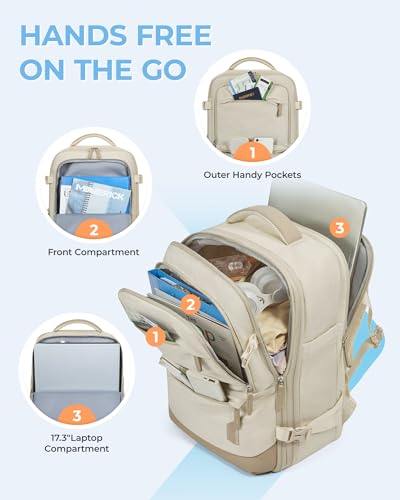 Image of BAGSMART 37L Compression Travel Backpack, Expandable arry On Backpack with Packing Cubes, Water Resistant Weekender Backpack