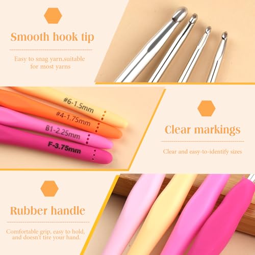 Image of SHWAKK Crochet Hook, 3.75 mm Ergonomic Crochet Hook, Crochet Needles for Arthritic Hands, Knitting Needles with Soft Handle Beginners and Experienced Hobbyists (3.75 mm)