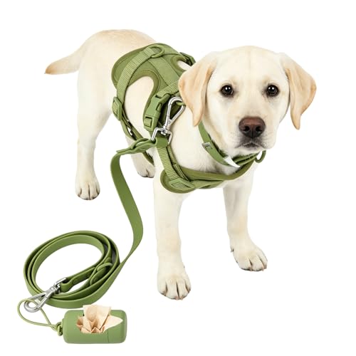 4-in-1 No-Pull Harness & Leash Set (Olive Green, M)