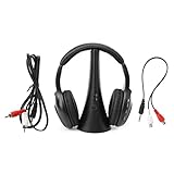 kdjsic Transmisor de Auriculares estéreo inalámbrico 5 en 1 Radio FM para TV DVD MP3 PC