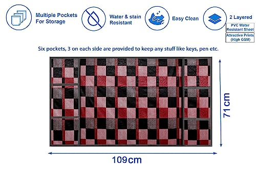 Image of Stylista Refridgerator top Cover Suitable for Samsung RR23C2F35DX /HL, 215 Liter Fridge, Dimension (WXD) 71x109 CM, Chekered Pattern Red