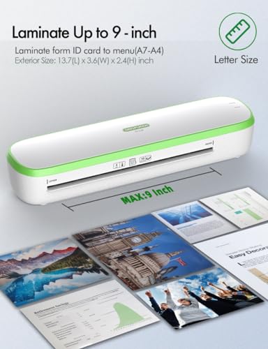 Laminator Machine 9-Inch Thermal – Fast Warm-Up, Jam-Free, Quiet – Includes Sheets, Cutter & Corner Rounder – for Home, School, Office – Fits A4 & Letter Size – Made for Canada image 3
