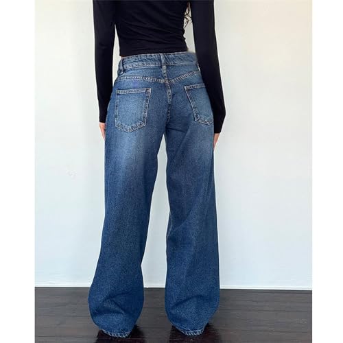 Straight Leg Jeans for Women Wide Leg Stretch Jeans Low Rise Boyfriend Trendy Long Denim Pants2