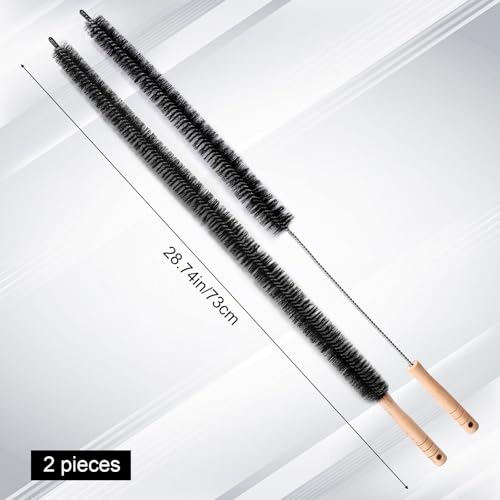 Image of 2pcs Bendable Radiator Brush, Include 1pcs Long Brush Head Radiator Dusters and 1pcs Long Handle Dryer Vent Lint Cleaners for Dryer Vents Refrigerator Coil Stair Rails Furniture