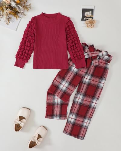 Image of Little Girls Clothes Kids Fall Winter Outfits Pant Set for Girl Age 4-8