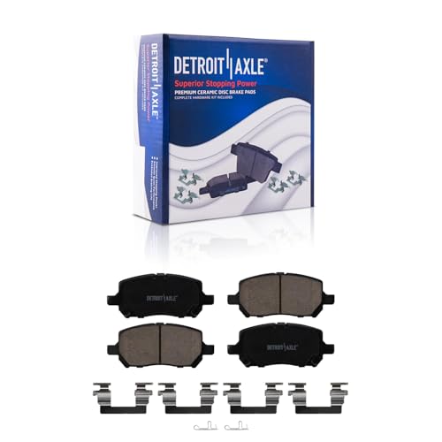 Image of Detroit Axle - 5 Lug Front Brake Kit for 2007 2008 2009 2010 Chevrolet Cobalt Pontiac G5 Drilled & Slotted Disc Brake Rotors Ceramic Brake Pads Replacement: 11.02 inch inch Rotor