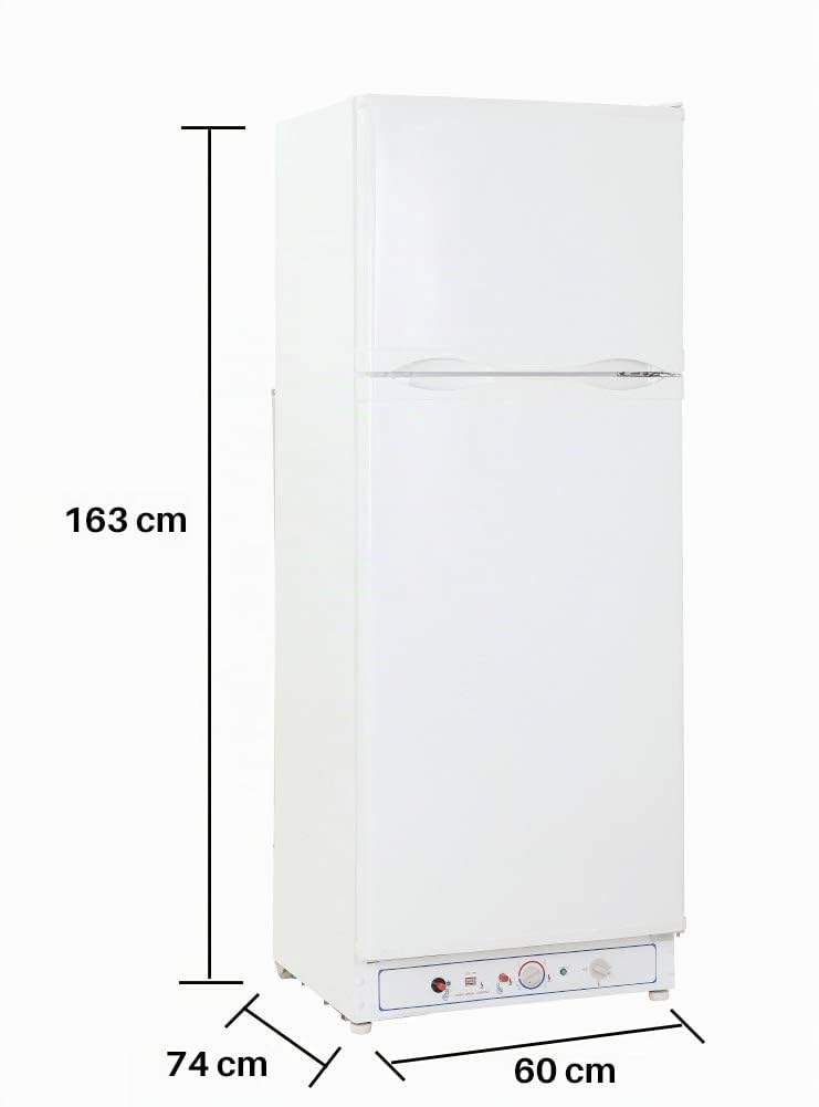 SMETA GAS Kühlschrank mit Gefrierfach, Gas/230V, Kühl-Gefrierkombination, für Gîte, Garage, Camping, Wohnmobil, 265L, Weiß
