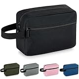 Elviros Travel Toiletry Bag for Women and Men,Lightweight Makeup Bag Hanging Dopp Kit with Shaving Compartment Cosmetic Organizer Small Tool Bag Travel Essentials,Gifts for Men(Black)