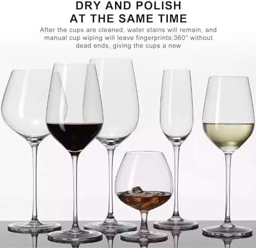 Commercial Electric Wine Glass Polisher 330 Glasses/H, Stainless Steel 5-Brush Wiping Machine for Hotels & Bars, 360° Efficient Cleaning, 220V Glassware Equipment