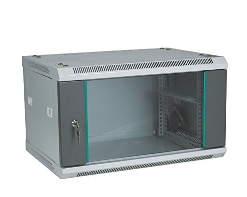 'SCE Network électroniques Boîtier mural, 12HE, robuste, réseau Armoire murale, 500 mm de profondeur, livré prémonté, parois latérales amovibles, eigenbelüftet, gris clair RAL7035, porte avant avec fenêtre Sécurité, inclus 19 streben