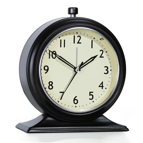 image for AYRELY® 4-inch Battery Operated Alarm Clock Silent Analog Desk Clocks