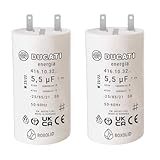 Lot de 2 Condensateurs 5,5 uF pour réparation de volet roulant SOMFY, SIMU. Condensateur cylindriques à 2 cosses Faston 2,8 spécial remplacement pour moteur 20Nm de volet.