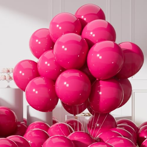 Image of AULE Latex Hot Pink Balloons 50 Pcs 12 inch Helium Party Balloons Fuchsia Happy Birthday Graduation Bridal Shower Gender Reveal Decoration