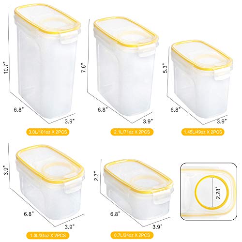 Cereal Container, VERONES Food Storage Containers 15 Pack Airtight Cereal Dispenser Set for Flour Snacks Nuts & Baking Supplies - Thumbnail 3