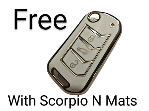 Image of Scorpio New 2022 7D Prime Mats with Boot Mats (Black with Red) +Free Scorpio N Car TPU Key Cover Worth Rs.390