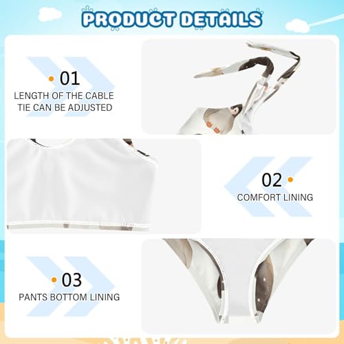 KLL Cute Penguin Babies Pattern Girls' 2 Piece Bikini Set Beach Bathing Suit Swimwear Adjustable Shoulder Strap4