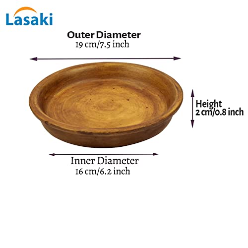 Image of Lasaki Round Ceramic Trays (Plates Saucers) for Pots, planters, Flower, Succulent(Set of 2,Antique,6 inch) R6(Plants not Included)
