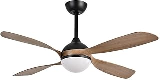 FABRILAMP Ventilador Dc Livorno 30w 3250lm Negro/roble 132d 4aspas 3000k,4500k,6000k, Remoto+ Temporizador+ Memoria