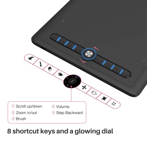 Artisul M0610Pro Grafiktablett 10 x 6 Zoll mit 8192 Druckstufen batterielosem Stift, 8 Tasten, 7 Light, Ideal für HomeOffice, ELearning